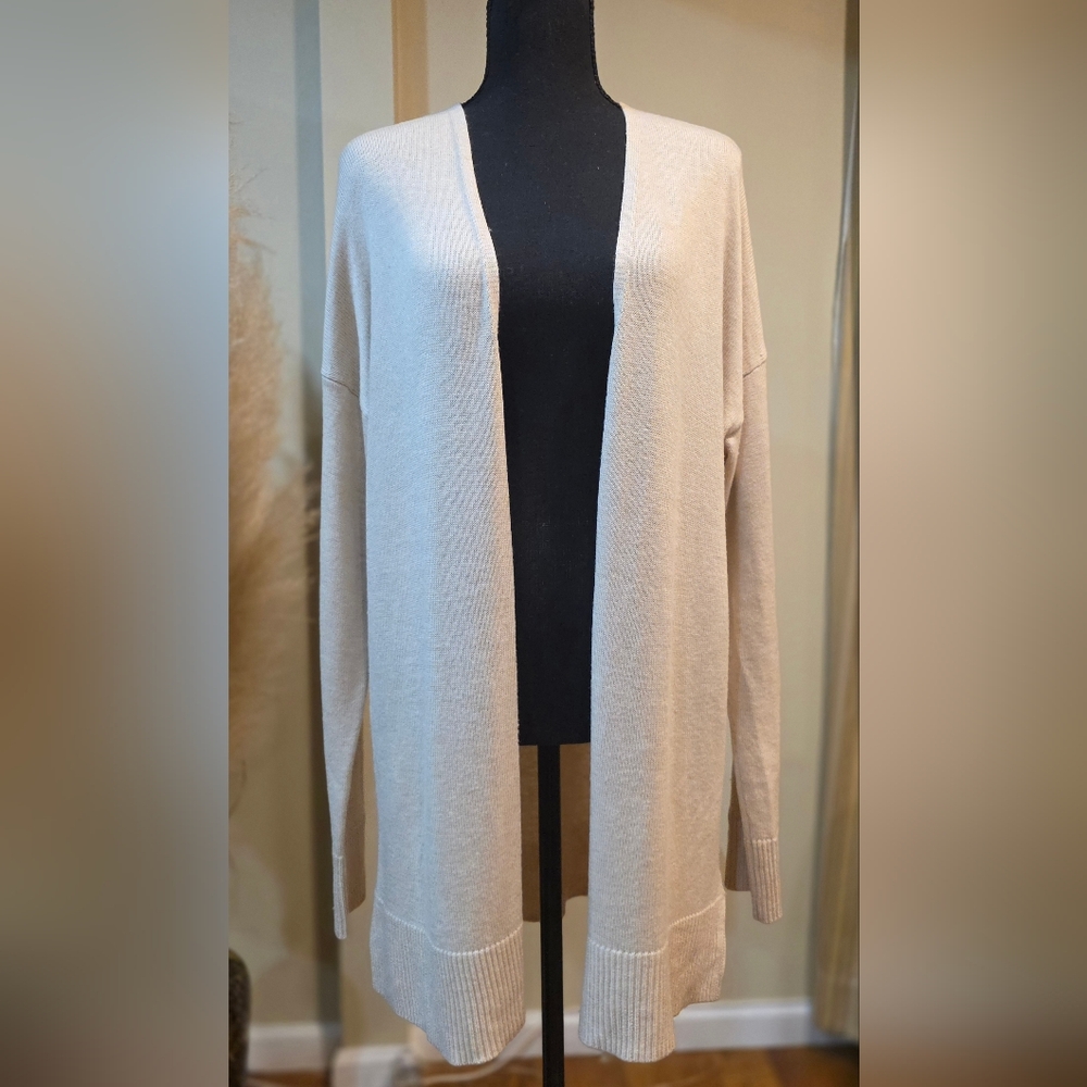 Elegant Cream Open-Front Cardigan